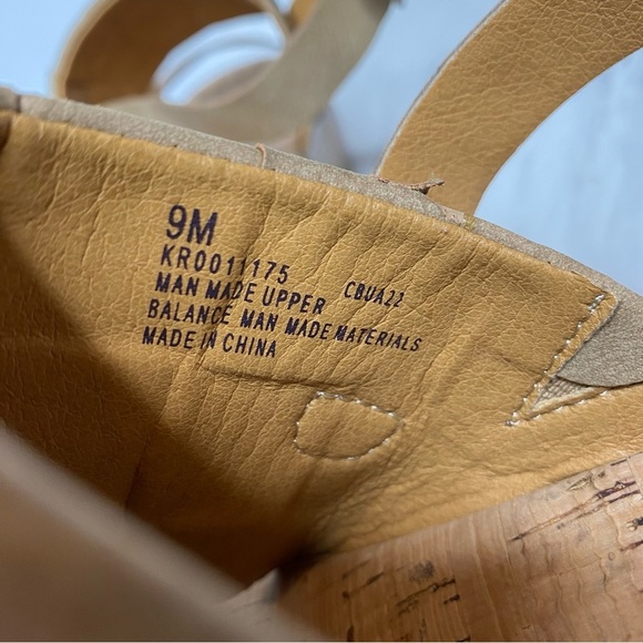 New! Korks Kork Ease Fraya Tan Faux Leather Platform Wedge Sandal 9M - Picture 12 of 15